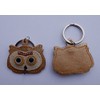 Real Leather Keychain Featuring Owl Pendant, approx. 5 x 5