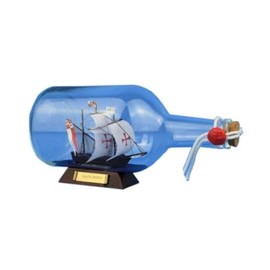 Hampton Nautical Santa Maria Ship in a Bottle, 9" , Brown
