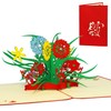 LINPOPUP®, LIN17577, pop-up card, wild flowers, bouquet, 3D birthday card,