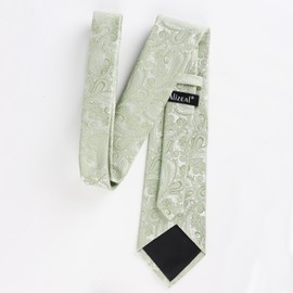 Alizeal Handmade Paisley Floral Tie with Pocket Square Set, Sage Green