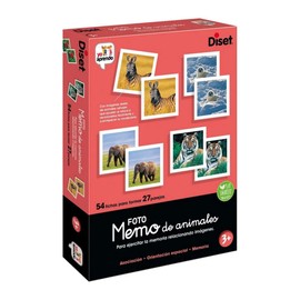 Diset - Memo Photo Animals, Juego educativo de memoria visual para niños a partir de 3 años