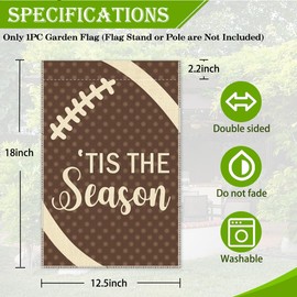 Hafhue Tis The Season Garden Flag, 12 x 18 Inch Double Sided Farmhouse Holiday Yard Garden Lawn Patio Court Decor Flag, Football Design Flags for Football Lover, Tournament Gifts for Soccer Player