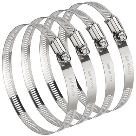 4 Inch (Diameter) Hose Clamp, 304 Stainless Steel Quick-Screw Dryer Vent Clamp, Adjustable 3.5″ to 4.3″ Worm Gear Hose Clamps for Air Ducting, Dust Collection, Automotive, 4 Pack
