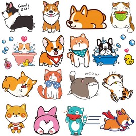 Ooopsiun Dog and Cat Temporary Tattoos for Kids,14 Sheets Cute Dog Cat Birthday Party Supplies Favors Fake Tattoos Art Craft for kids Boys Girls