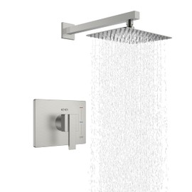 KENES Modern Brushed Nickel Shower Faucet, Square Shower Trim Kit with Single-Spray Shower Head, Shower Trim Systems Wall Mount, KE-6024B (Shower Valve Included)