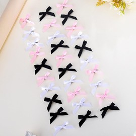 Haomye 30PCS Bow Hair Clips for Women Mini Bowknot Ribbons Hair Clip Cute Y2k Hair Barrettes Small Non-Slip Hair Accessories (Black White Pink)