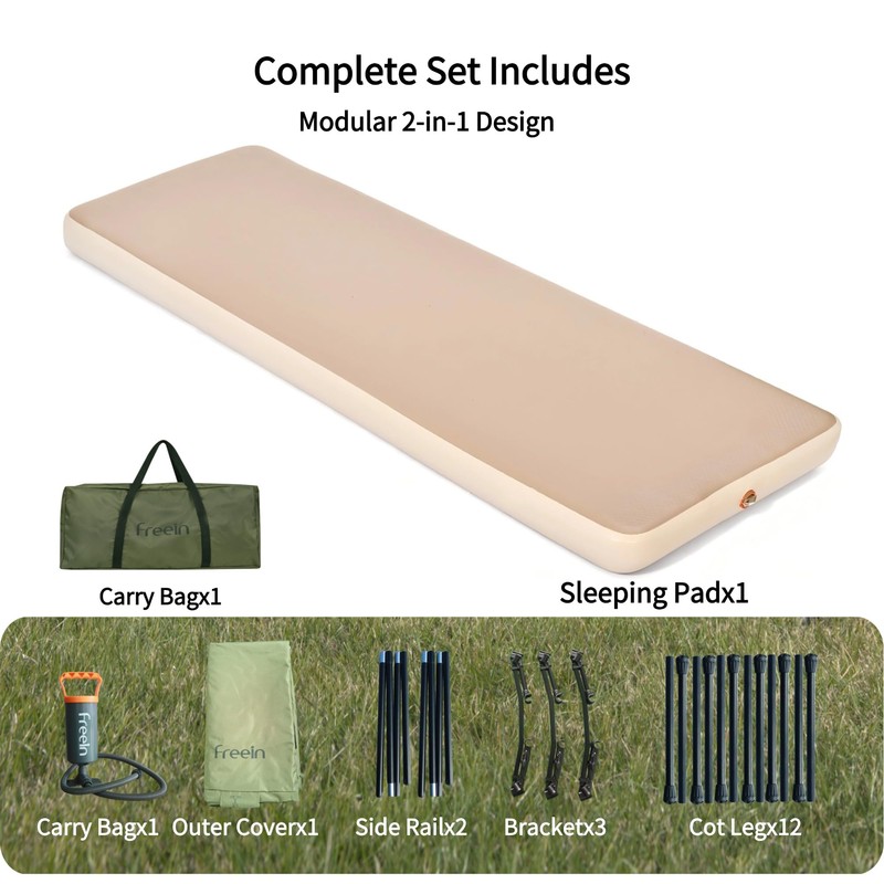 Inflatable Camping Cot, with Sleeping Pad 76"x26"