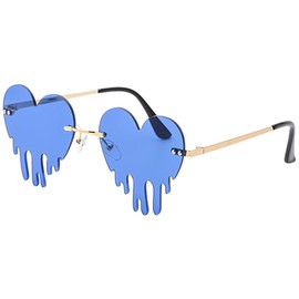 BOJOD Gafas de sol con forma de corazón para mujer, gafas de sol modernas para fiesta, Azul oscuro, Small