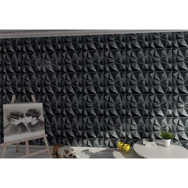 Art3d 3D Paneling Textured 3D Wall Design, Black Diamond, 19.7" x 19.7" (12 Pack)