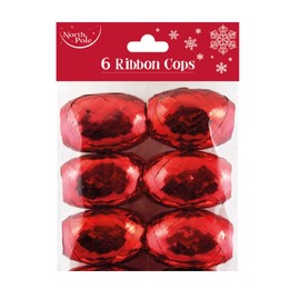 Eurowrap Ribbon Cops, Pack of 6 - Silver, Gold, Red