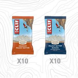 Clif Bar Variety Pack 20 Count Protein Energy Bars Crunchy Peanut Butter Banana
