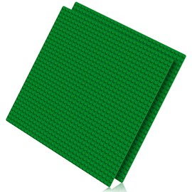 Pokiiulk Classic Baseplates Building Plates, 2 Pack 10" x 10" Building Bases Compatible with All Major Brands, Classic Green Basplates for Bricks (Green)
