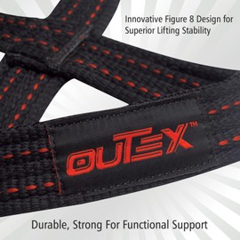 Outex Figure 8 Lifting Straps for Gym Workout, Deadlift, Powerlifting, Cross Training, Weightlifting, Fitness Strength Training for Men, Women (Red, Medium)