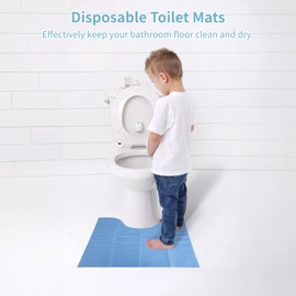 25 Pcs Disposable Toilet Mats, Absorbent Non-Woven Commode Mats, Non-Slip Potty Training Floor Mats, Around U-Shaped Floor Pads for Urine, Toilet Floor Protectors, 22×18.9"