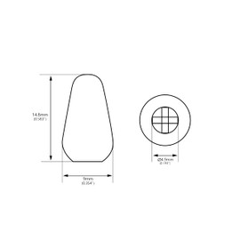Banworks Guitars 5-Way Toggle Switch Tip Imperial 4.9mm (3/16") Pickup Selector Switch Caps Switch Knob for USA Fender Stratocaster Strat Telecaster Tele Electric Guitars Pack of 2 JT/DWQM-04 Chrome