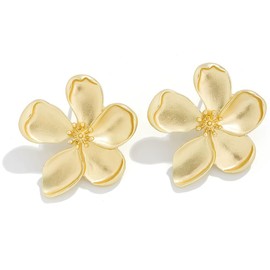 MAEXUS Earrings Gold, Flower Earrings, O Earrings Flower, Earrings Gold Large, Flower Earrings Gold, Women's and Girls' Jewellery, Sterling Silver