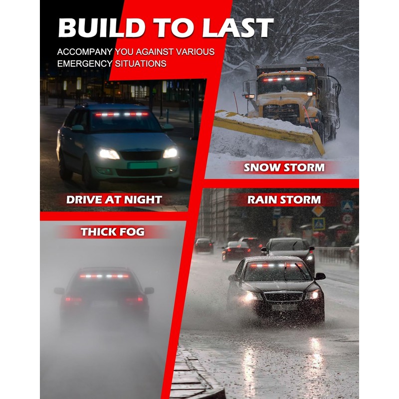 HLauto 604N Emergency Dash Strobe Lights: 2x16.8 inch Red White