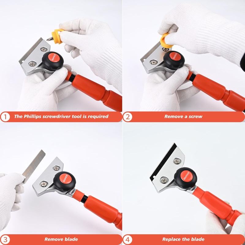 EHDIS Retractable Razor Blade Scraper Long Handle Heavy Duty Floor