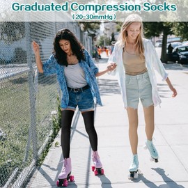 Totexil 2 Pairs Compression Stockings for Women & Men,20-30mmHg Thigh High Compression Socks,Open Toe Medical Compression Socks with Silicone Dot Band-Best Support for Nursing Sports Varicose Veins