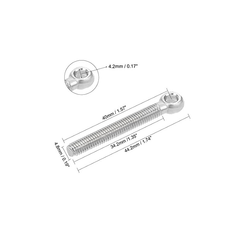 sourcing map 4 Pieces M5 x 40 mm 304 Stainless