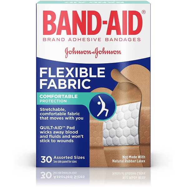 BAND-AID Bandages Flexible Fabric Assorted Sizes 30 Each (Pack of 2)