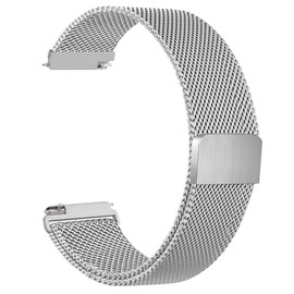 Oumida 20mm 22mm Uhrenarmbänder für Damen Herren, Edelstahl Mesh Armband Metall Ersatzarmband, Verstellbarer Schnellverschluss Armbänder mit Magnetschnalle, 20mm Silber