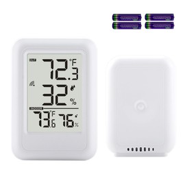 Indoor Outdoor Thermometer Hygrometer Wireless, Temperature Humidity Monitor with 330FT Range Remote Sensor, Max/Min Record, ℃/℉ Switch for Home, Office,Greenhouse, Baby Room (Type B)