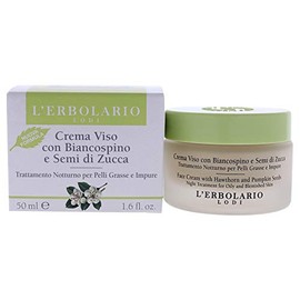 L'Erbolario Face Cream With Hawthorn And Pumpkin Seeds - Hides Blemishes And Prevents Breakouts - Moisturizes And Tones Skin - Fast Absorbing, Non-Greasy - Night Treatment For Oily Skin - 1.6 Oz