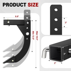 LTSEAME Hitch Mounted Trencher Fits 3 Point Hitch, Adjustable 16" Trenching Shank Plow, Heavy Duty Subsoiler, Hitch Lawn Ripper for ATV/UTV Tractor, Thicken Trench Digger with 2pcs Replaceable Teeth