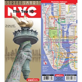 StreetSmart NYC Top 10 Map by VanDam — Laminated pocket size NYC Street & Souvenir Map of Manhattan, NY with 3D Skyline Poster and Top 10 Sights ... ferry routes and NYC Subway Map 2024 edition