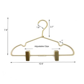 Koobay 12.5" Gold Metal Baby Clothes Clips Hanger Children Kids Coat Hanger Display and Storage 10Pack