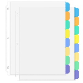 HABGP 3 Ring Binder Dividers with Tabs 11 x 8 1/2 Inch, 8 Tab Sheet Protectors for 3 Ring Binder, Clear Plastic Notebook Page Dividers with Pockets and Tabs, 2 Set (16 Pcs)