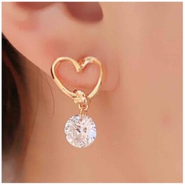 Yheakne Boho Heart Crystal Earrings Gold Love Heart Stud Earrings Round CZ Rhinestone Earrings Cubic Love Earrings Jewellery for Women and Girls, Crystal