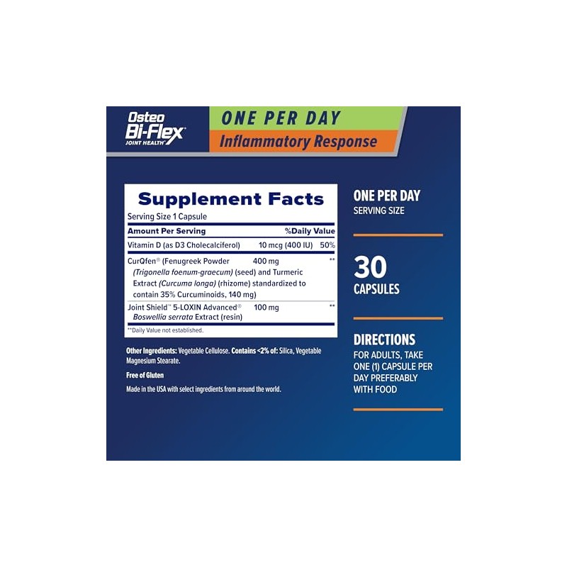 Osteo Bi-Flex One Per Day Inflammatory Response CurQfen Plant-Based Supplement,