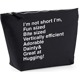 Hippowarehouse I'm not short I'm fun sized bite sized vertically efficient adorable dainty & great at hugging printed make up cosmetic wash bag 18x19x9cm