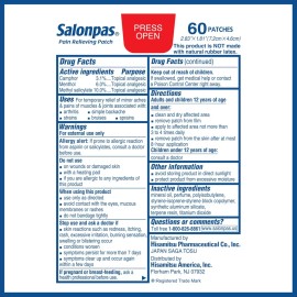 60 Parches Salonpas 7.2 X 4.6 Cm Para Dolores Importado