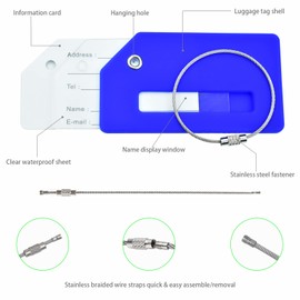 Privacy Protect Baggage Tag Soft Anti-Break Heavy Duty Steel Wire Strap Bright Color Quickly Spot Luggage Tag for Suitcase Backpack Luggage Bag with 2 Interchangeable Additional Name Cards 2 Pack