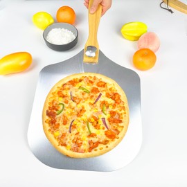 KLAQQED Pizza Peel 12 x 14 inches, Pizza Paddle Pizza Spatula Pizza Cutter, Large Pizza Peel Set with Foldable Handle, Aluminum Metal Pizza Turner Peel Pizza Oven Spatula for Grill Baking Pizza
