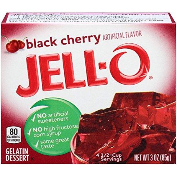 Jell-O Black Cherry Gelatin Dessert 3 oz. (4 Packs)