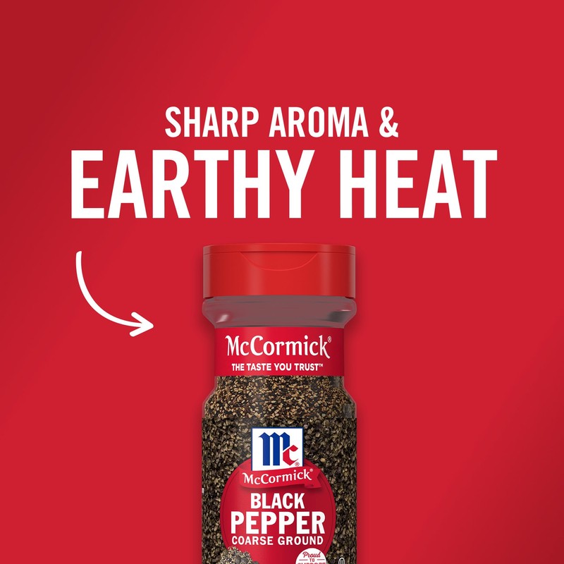 McCormick Black Pepper, Coarse Ground, Non GMO, Hand-Harvested, Enjoy Distinctive