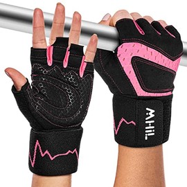 MhIL Workout Gloves for Mens & Womens - Weight Lifting Gloves, Gym Gloves for Men - Exercise Gloves, Training Gloves with Wrist Wraps Support for Weightlifting, Work Out, Pull up- Full Palm Protection