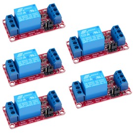 LAOMAO 24V 1-Channel Relay Module, 250VAC/10A, Optocoupler Isolation, High/Low Level Trip, Compatible with Arduino, Raspberry Pi, SPS, Smart Home & Industry (Pack of 5)