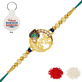 Riddhika Ventures Stunning Gold Plated Designer Brother's Rakhi with Roli Chawal and Greeting Card (P3)