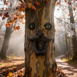 Big-Eye Bird Feeder Glowing Tree Face - Outdoor Decor & Garden Decor for Outside, Match Plants Resin Craft OrnamentColor: Black, Size: One Size