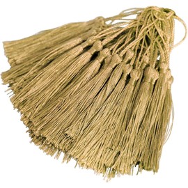 100 Pieces Mini Tassels, BetterJonny Gold Silky Tassels Handmade Bookmarks Tassels for DIY Craft Supplies Home Decor