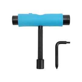 EVTSCAN Skateboard T Tool, 3 Holes Skate Wrench, for Repairing, Adjusting, Reassembling, Compatible with Skatrboards, Longboards, Mini Cruisers, Roller Skates(Blue)