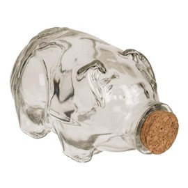 Piggy Bank Glass with Cork Stopper, Glass with Cork, Approx. 14 x 8 cm, Original Small Money Boxes for Children
