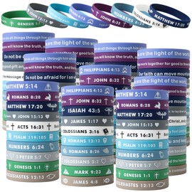 CYCLUSIVE 100 Pieces Religious Silicone Wristbands Bulk Bible Rubber Bracelets Colorful Inspirational Christian Rubber Bracelets for Men Women Gifts