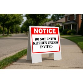 Do Not Enter Kitchen Unless Invited Notice Folding Coroplast A-Frame Double Sided 23x23 in. Sign