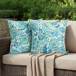BUPPLEE Outdoor Throw Pillows Waterproof 18×18 Inch with Insert, Decorative Toss Pillows Set of 2, Rain-Proof, Fade Resistant for Patio Furniture, Sofa, Couch, Garden